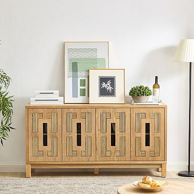 Trikiousd Sideboard Buffet Cabinet Hollow Carved Storage Cabinet Entryway Cabinet