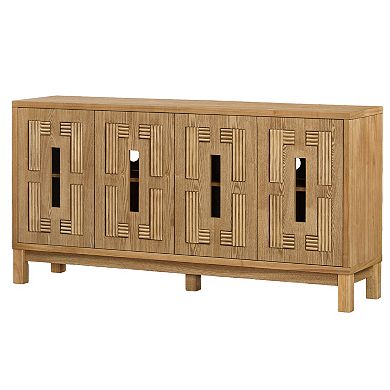 Trikiousd Sideboard Buffet Cabinet Hollow Carved Storage Cabinet Entryway Cabinet