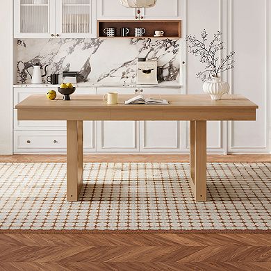 Trikiousd Extendable 60" to 78" Dining Table with Removable Leaf, Wooden Kitchen Table for 4-8