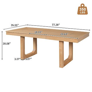 Trikiousd Extendable 60" to 78" Dining Table with Removable Leaf, Wooden Kitchen Table for 4-8