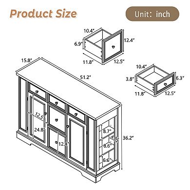 Trikiousd Kitchen Sideboard Storage Cabinet Console Table Entryway Side Cabinet