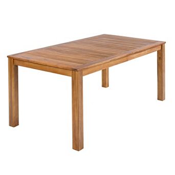 Trikiousd Indoor Outdoor Rectangular Dining Table Patio Wooden Table for Poolside Backyard Garden
