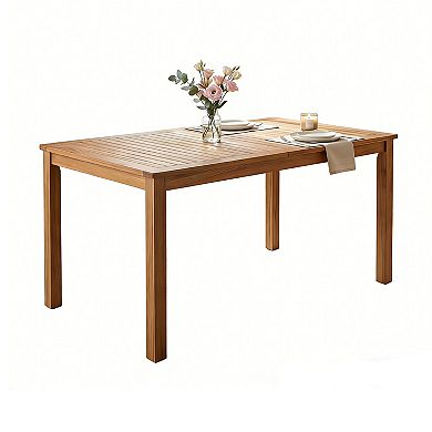 Trikiousd Indoor Outdoor Rectangular Dining Table Patio Wooden Table for Poolside Backyard Garden