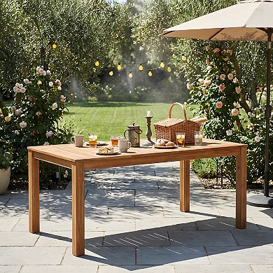 Trikiousd Indoor Outdoor Rectangular Dining Table Patio Wooden Table for Poolside Backyard Garden