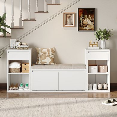 Trikiousd Entryway Storage Bench with Cushion