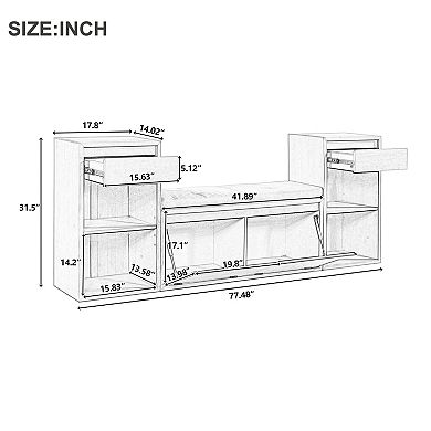 Trikiousd Entryway Storage Bench with Cushion