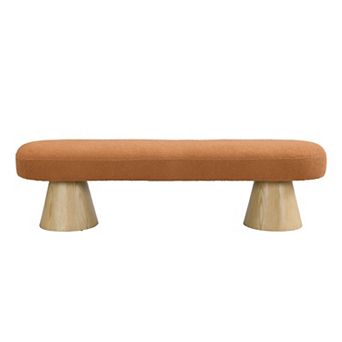 Trikiousd Upholstered Bench Boucle Ottoman Entryway Bench End of Bed Stool