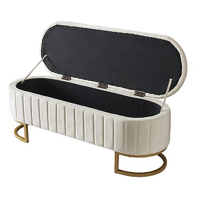 Trikiousd Velvet Storage Bench Button-Tufted End of Bed Ottoman
