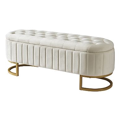 Trikiousd Velvet Storage Bench Button-Tufted End of Bed Ottoman