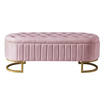 Trikiousd Velvet Storage Bench Button-Tufted End of Bed Ottoman