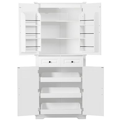 Trikiousd Tall Kitchen Pantry Cabinet Cupboard Storage Cabinet