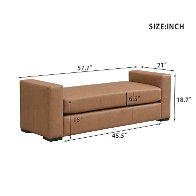Trikiousd Faux Leather Bench End of Bed Ottoman