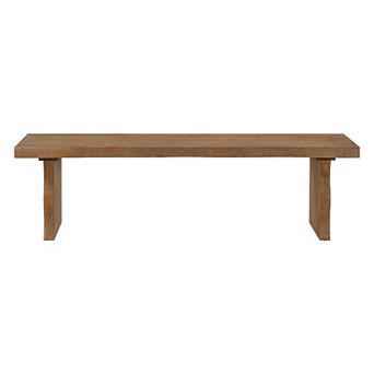 Trikiousd Pine Wood Bench Rectangular Dining Chair Entryway Stool with Wavy Legs
