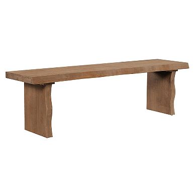 Trikiousd Pine Wood Bench Rectangular Dining Chair Entryway Stool with Wavy Legs