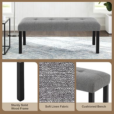 Trikiousd Tufted Linen Dining Bench