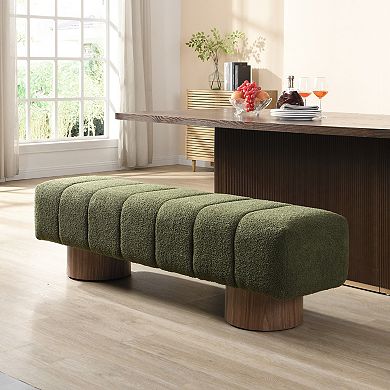 Trikiousd Upholstered Dining Bench End of Bed Entryway Bench Ottoman
