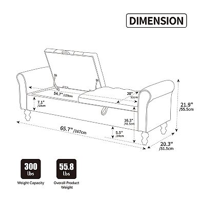 Trikiousd Double Lid Storage Bench Upholstered Foot Stool End of Bed Ottoman