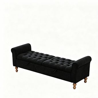 Trikiousd Double Lid Storage Bench Upholstered Foot Stool End of Bed Ottoman