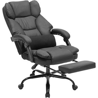Trikiousd Executive Office Chair with Footrest Reclining PU Leather Swivel Desk Chair