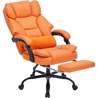 Trikiousd Executive Office Chair with Footrest Reclining PU Leather Swivel Desk Chair