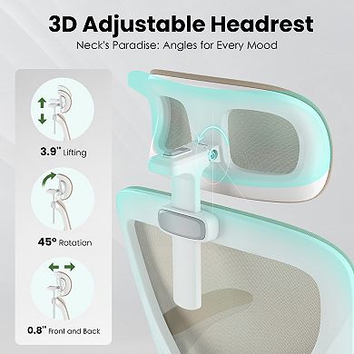 Trikiousd Ergonomic Mesh Office Chair with Headrest, Adjustable Lumbar Support High Back Desk Chair