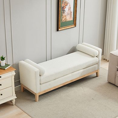 Trikiousd Wood Frame Bench End of Bed Bench Stool Ottoman for Living Room Entryway Hallway