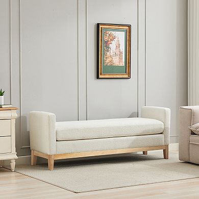 Trikiousd Wood Frame Bench End of Bed Bench Stool Ottoman for Living Room Entryway Hallway