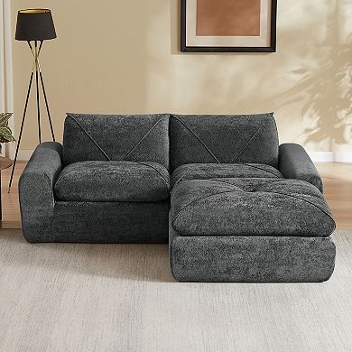 Trikiousd Chenille Modular Sectional Sofa Loveseat with Ottoman