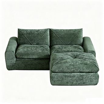 Trikiousd Chenille Modular Sectional Sofa Loveseat with Ottoman