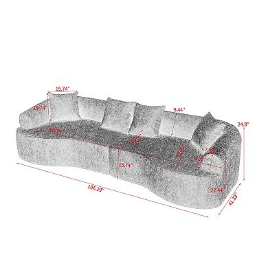Trikiousd Curved Boneless Sofa Sectional Sofa Modular Sleeper Couch for Living Room