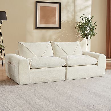 Trikiousd Living Room Chenille Loveseat Modular Sectional Sofa 2 Seat Leisure Couch
