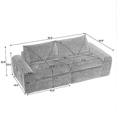 Trikiousd Living Room Chenille Loveseat Modular Sectional Sofa 2 Seat Leisure Couch