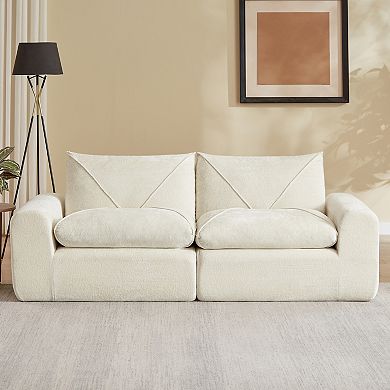 Trikiousd Living Room Chenille Loveseat Modular Sectional Sofa 2 Seat Leisure Couch
