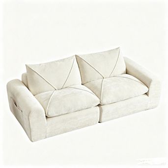 Trikiousd Living Room Chenille Loveseat Modular Sectional Sofa 2 Seat Leisure Couch