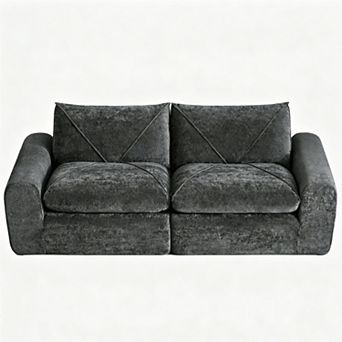 Trikiousd Living Room Chenille Loveseat Modular Sectional Sofa 2 Seat Leisure Couch