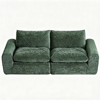 Trikiousd Living Room Chenille Loveseat Modular Sectional Sofa 2 Seat Leisure Couch