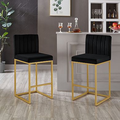 Trikiousd Counter Height Bar Stools Set of 2 with Full Backrest and Metal Legs