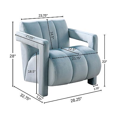 Trikiousd Contemporary Velvet Accent Armchair with Channel Tufted Design