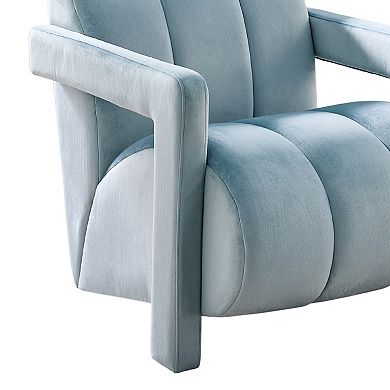 Trikiousd Contemporary Velvet Accent Armchair with Channel Tufted Design