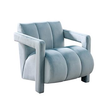 Trikiousd Contemporary Velvet Accent Armchair with Channel Tufted Design