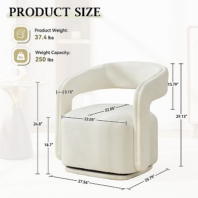 Trikiousd Chenille Swivel Accent Armchair Barrel Reading Chair with Curved Backrest