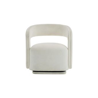 Trikiousd Chenille Swivel Accent Armchair Barrel Reading Chair with Curved Backrest