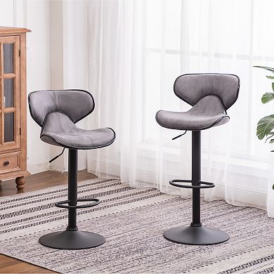 Trikiousd Adjustable Swivel Bar Stools Set of 2 with Chrome Base and Upholstered Seat