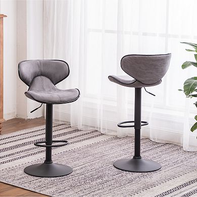 Trikiousd Adjustable Swivel Bar Stools Set of 2 with Chrome Base and Upholstered Seat