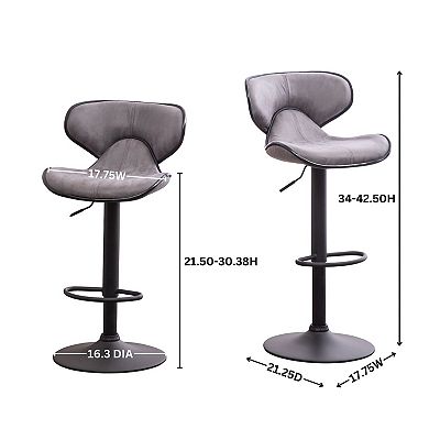Trikiousd Adjustable Swivel Bar Stools Set of 2 with Chrome Base and Upholstered Seat