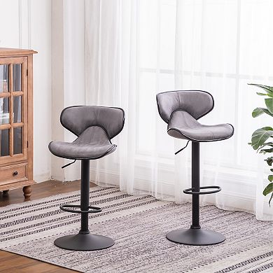 Trikiousd Adjustable Swivel Bar Stools Set of 2 with Chrome Base and Upholstered Seat