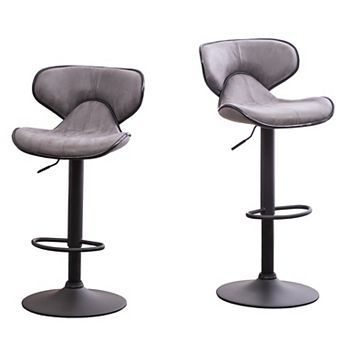 Trikiousd Adjustable Swivel Bar Stools Set of 2 with Chrome Base and Upholstered Seat