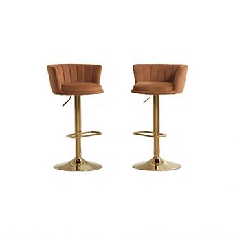 Trikiousd Adjustable Swivel Bar Stools Set of 2 Velvet Counter Height Chairs with Chrome Base