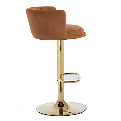 Trikiousd Adjustable Swivel Bar Stools Set of 2 Velvet Counter Height Chairs with Chrome Base