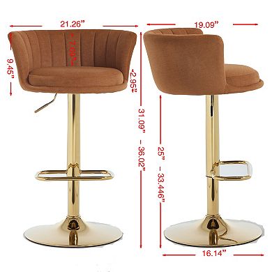 Trikiousd Adjustable Swivel Bar Stools Set of 2 Velvet Counter Height Chairs with Chrome Base